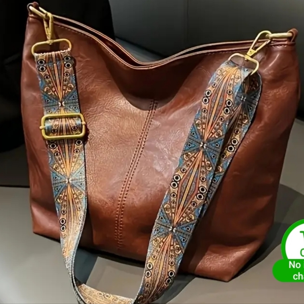 Shoulder Bag with Patterned Strap